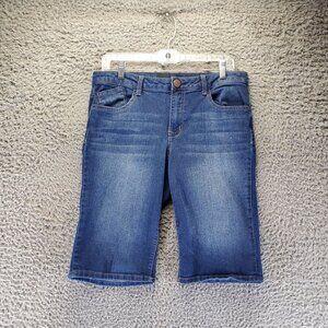 1822 Denim Shorts Womens Size 12 Blue Stretch Mid-Rise Bermuda Jean Jorts